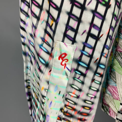 ROBERT GRAHAM Size L White Multi Color Print Cotton Button Up Long Sleeve Shirt