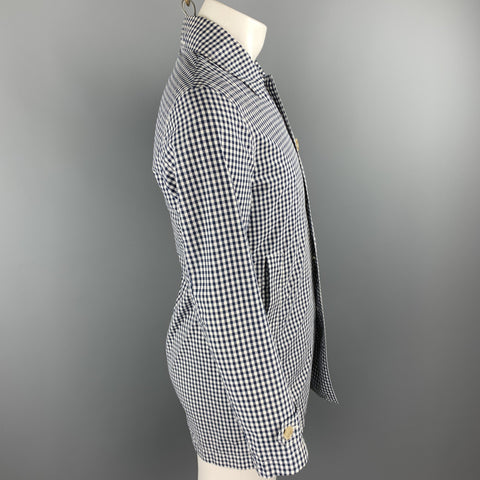 JOURNAL STANDARD Size S Navy & White Checkered Cotton Buttoned Coat