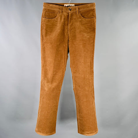 MARNI Size 30 Brown Corduroy Cotton Straight Casual Pants