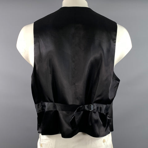 NEIMAN MARCUS Size XL Black Silk Buttoned Vest