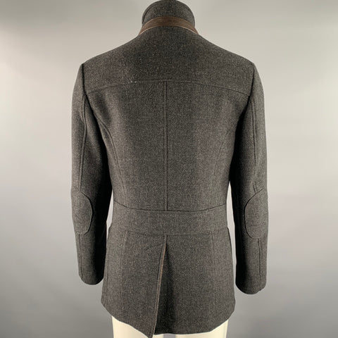 ETRO Size M Grey Brown Heather Wool Notch CollarJacket