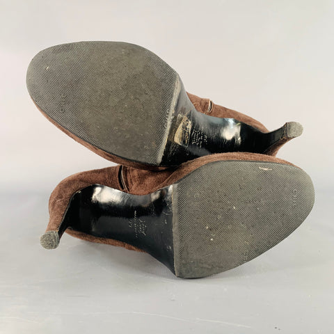 BARNEY'S CO-OP Size 9 Brown Suede Calf High Platform Stiletto Boots