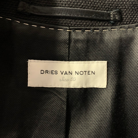 DRIES VAN NOTEN Size 40 Black Cotton Wool Hidden Placket Coat