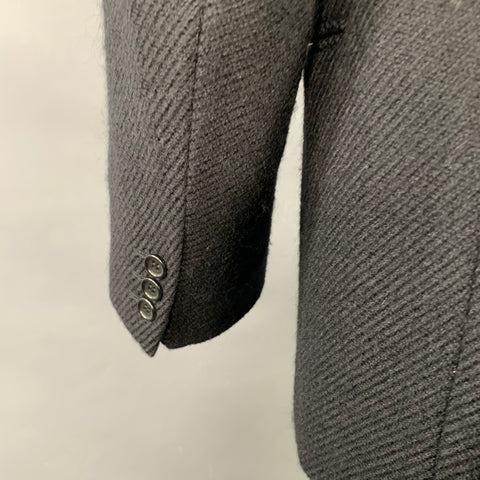 BILLY BLUE Size 42 Black Woven Virgin Wool Twill Single Breasted Sport Coat