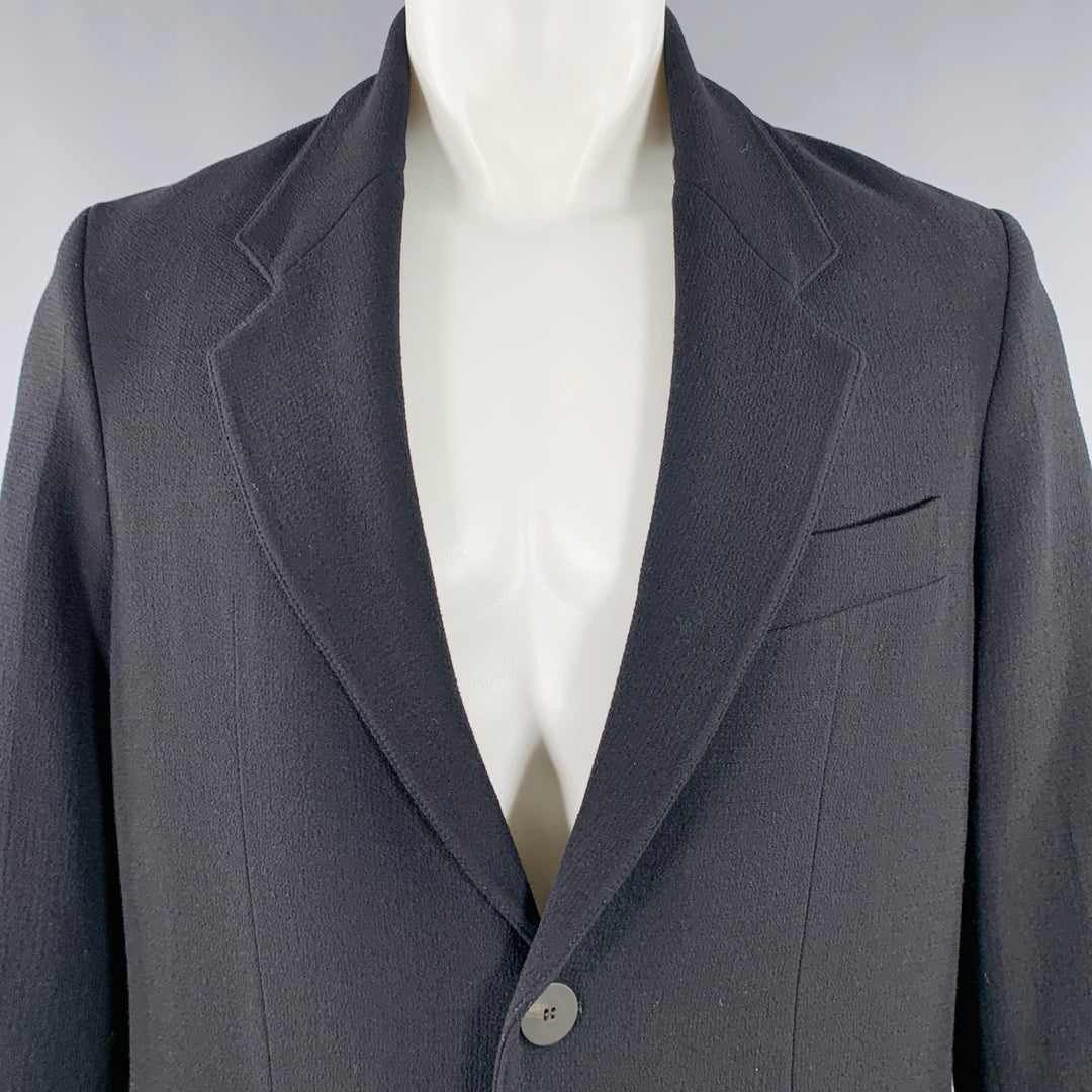 STUDIO NICHOLSON Size XS Mizumi Black Crepe Virgin Wool Blend Oversized Jacket