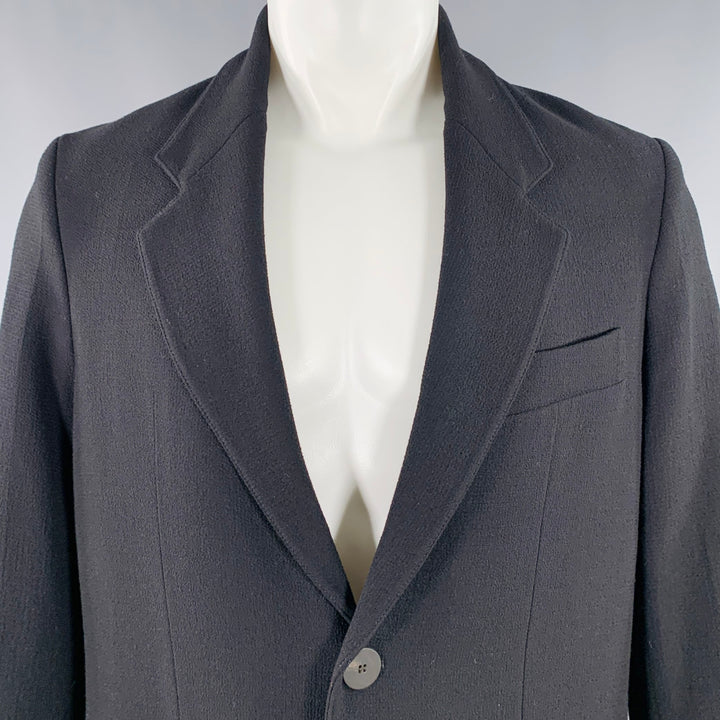 STUDIO NICHOLSON Size XS Mizumi Black Crepe Virgin Wool Blend Oversized Jacket