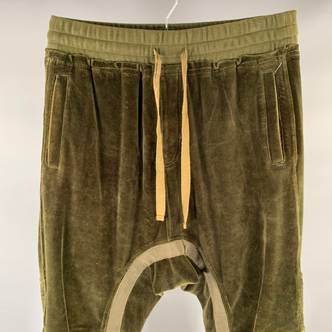 HAIDER ACKERMANN Size S Olive Khaki Velvet Cotton Blend Joggers
