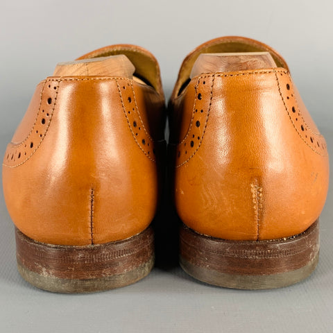 RALPH LAUREN Size 9 Tan Leather Perforated Wingtip Loafers Flats