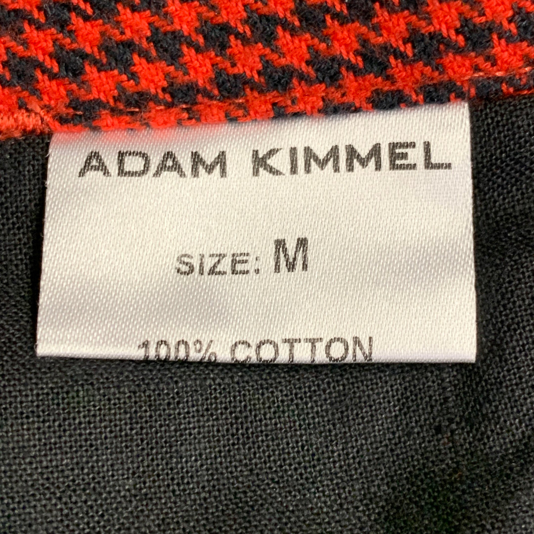 ADAM KIMMEL Size M Red Black Houndstooth Cotton Straight Zip Fly Dress Pants