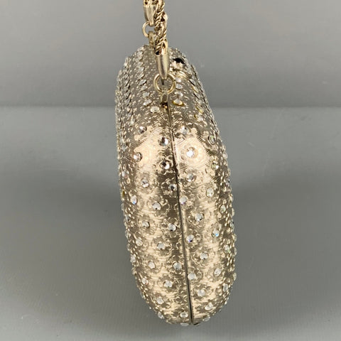 ANDRE CELLINI Silver Metallic Floral Rhinestones Handbag