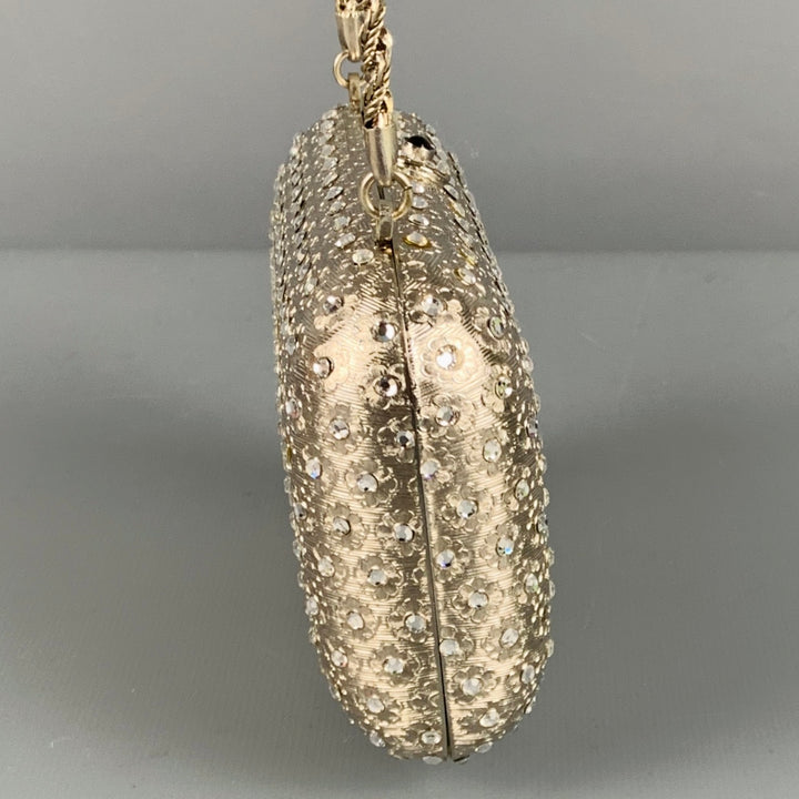 ANDRE CELLINI Silver Metallic Floral Rhinestones Handbag