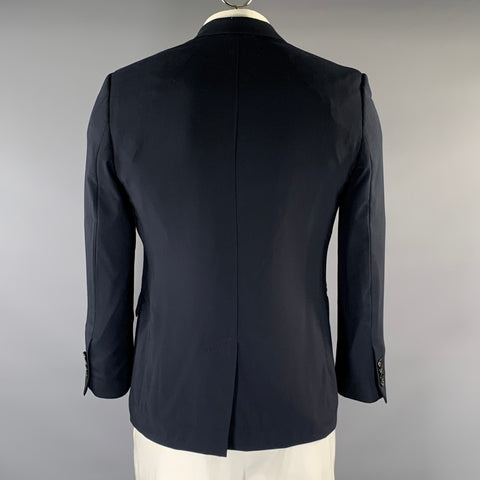 DIOR Chest Size 42 Navy Solid Cashmere Notch Lapel Sport Coat