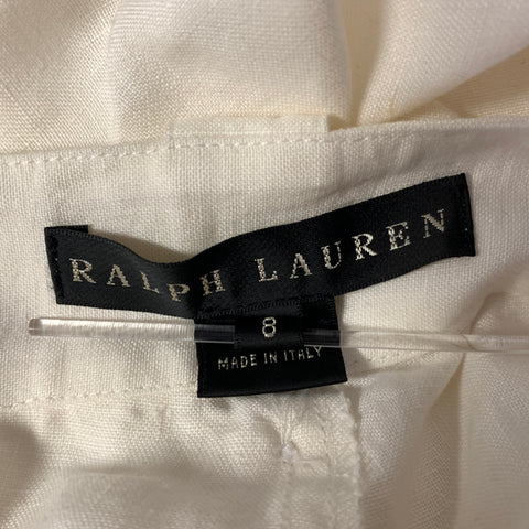 RALPH LAUREN Size 8 Cream Linen Sailor Casual Pants