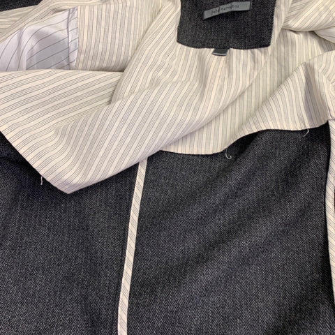 JOHN VARVATOS Size 40 Grey Black Herringbone Wool Blend Sport Coat
