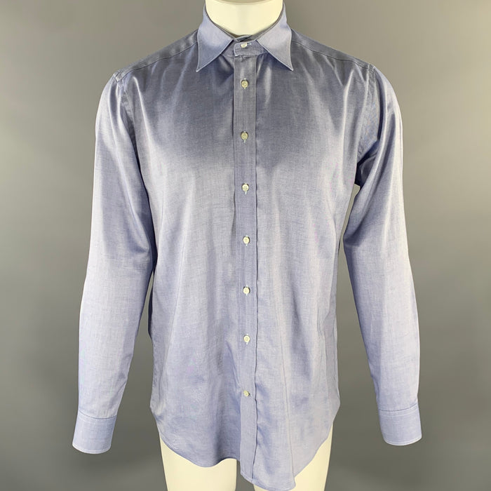 ETRO Size M Blue Pointed Collar Long Sleeve Shirt