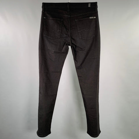 7 FOR ALL MANKIND Size 33 Black Cotton Blend Slim Straight Jeans