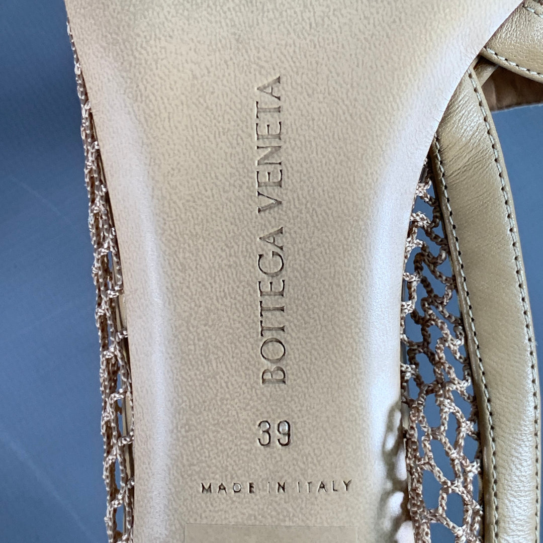 BOTTEGA VENETA Size 9 Tan Lambskin Leather Mesh Stiletto Heels Pumps