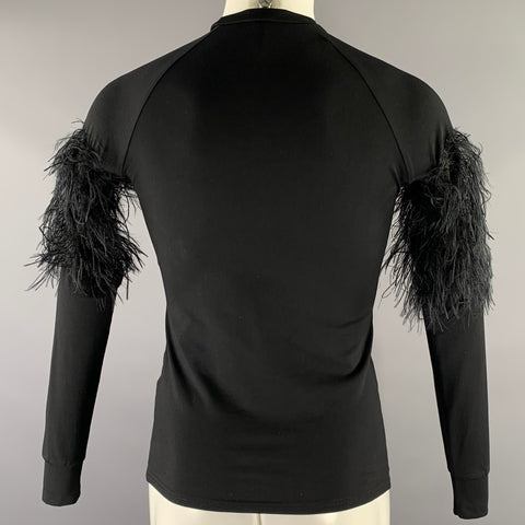 ORTTU Size XS Black Cotton Spandex Texture Sleeve Pullover