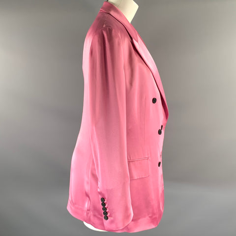 TOM FORD Size S Pink Shiny Acetate Viscose Peak Lapel Blazer