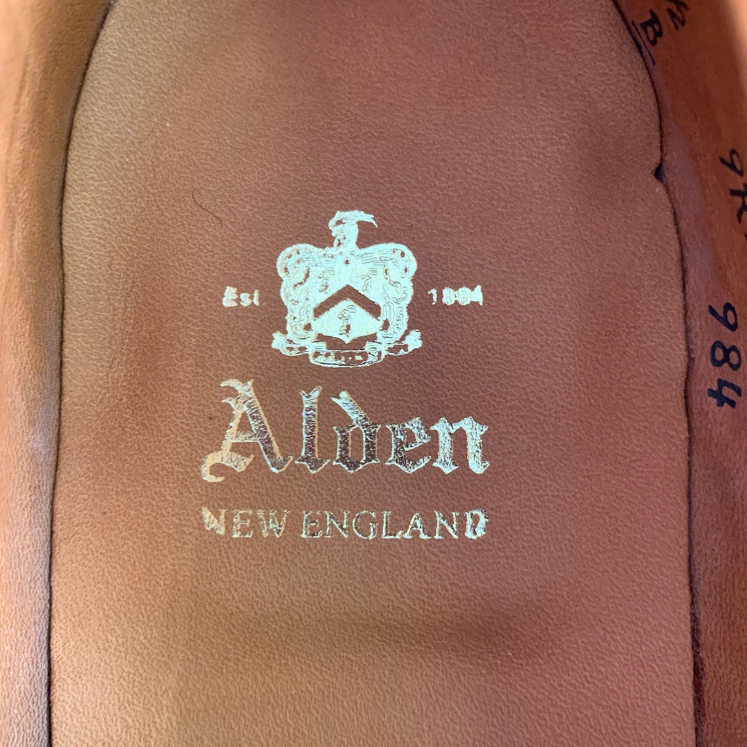 ALDEN Size 7 Burgundy Calfskin Leather Handsewn Penny Loafer