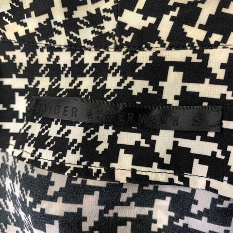 HAIDER ACKERMANN Size S Black White Houndstooth Silk Pajama Long Sleeve Shirt