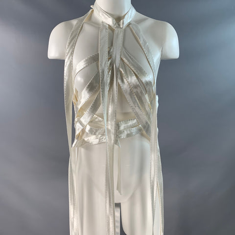 KHAITE Size S Sukey Beige Viscose Straps Harness Dress Top