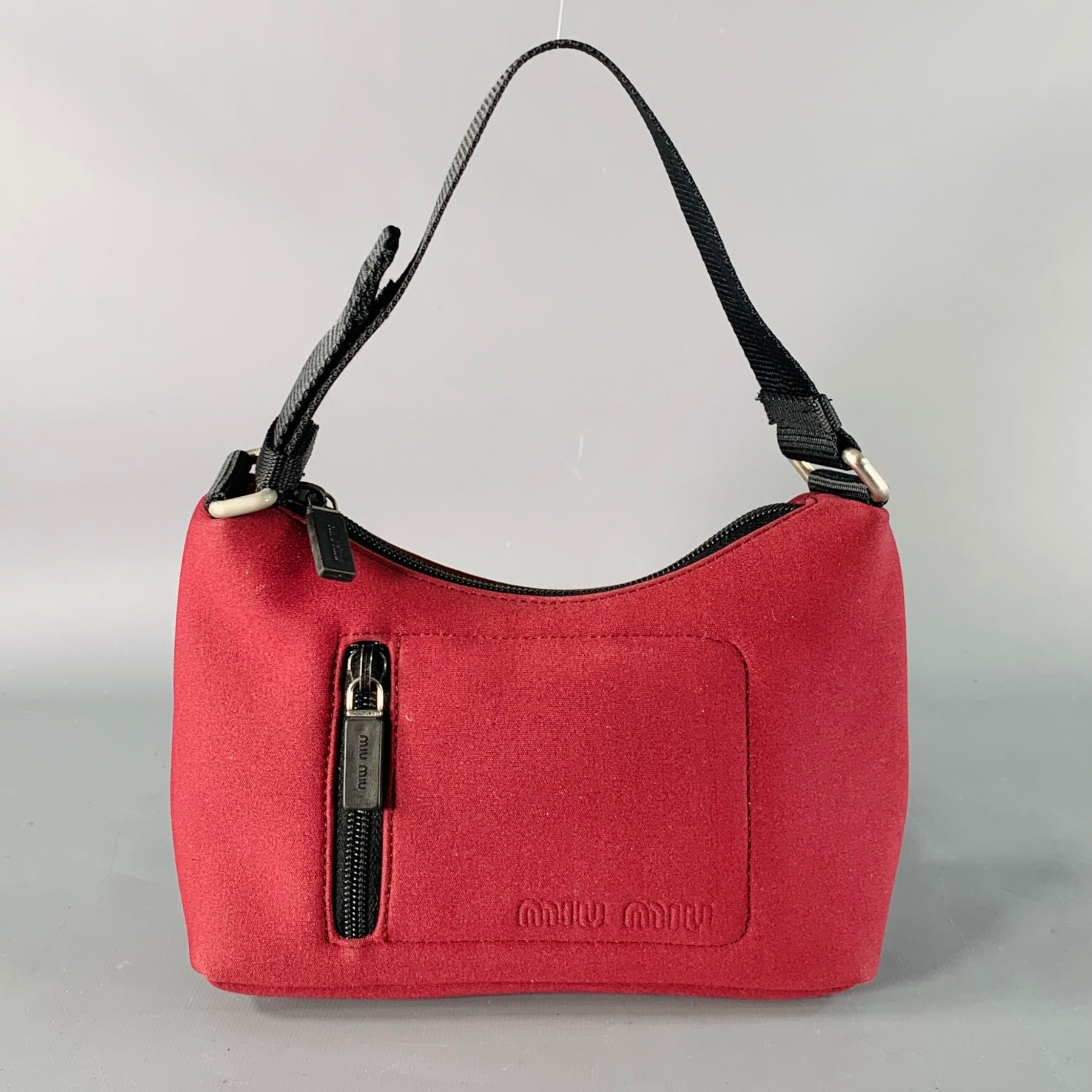 Miu Miu burgundy and black nylon shoulder bag from the Sui Generis archive, SKU 139716