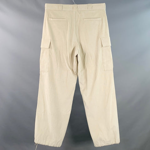 PRADA Size L Beige Stone Pinwale Corduroy Cotton Cargo Casual Pants