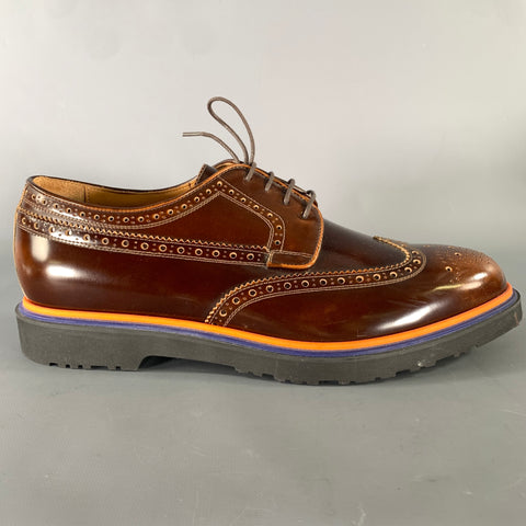 PAUL SMITH Size 10 Brown Orange Wingtip Loafers