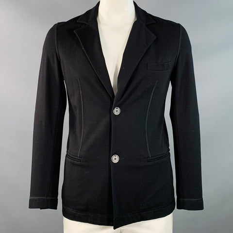 EMPORIO ARMANI Size L Regular Black Viscose Blend Notch Lapel Jacket