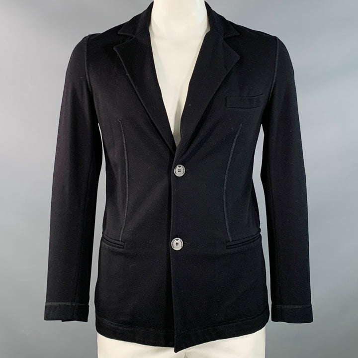 EMPORIO ARMANI Size L Regular Black Viscose Blend Notch Lapel Jacket