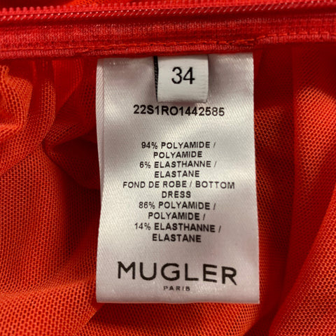 MUGLER Size 2 Orange Yellow Polyamide Blend Ombre Body-Con Mini Cocktail Dress