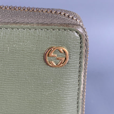 GUCCI Green Leather Zip Wallet