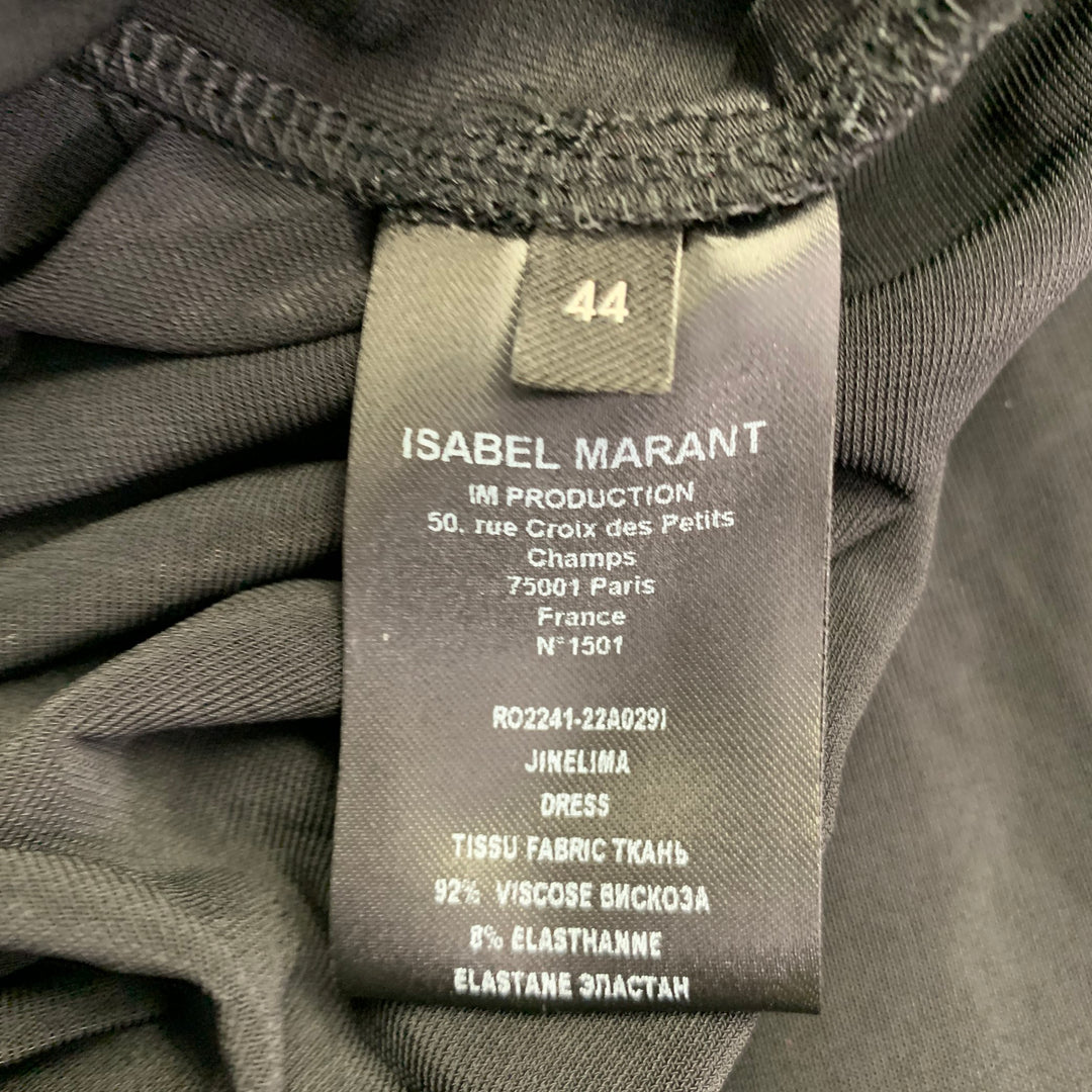 ISABEL MARANT Size 8 Black Viscose Blend Ruched Long Sleeve Dress