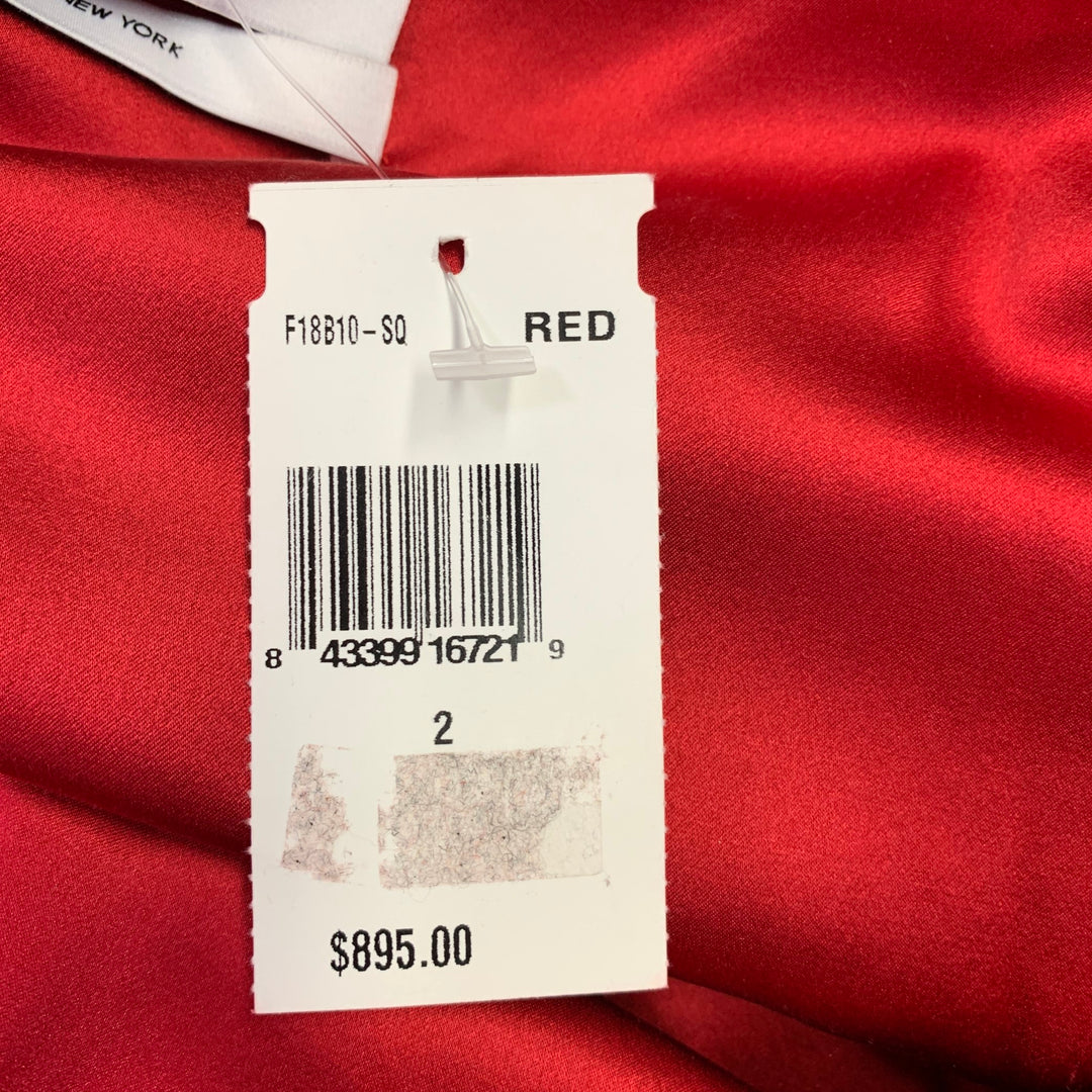 PRABAL GURUNG Size 2 Red Polyester Sequined Draped Dress Top