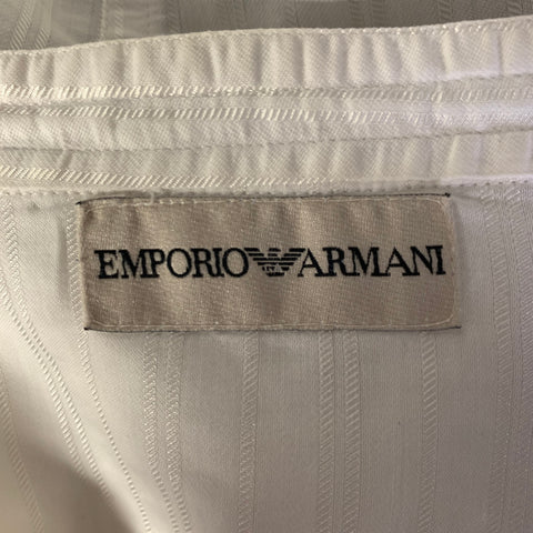 EMPORIO ARMANI Size S White Black Geometric Cotton Blend Long Sleeve Shirt