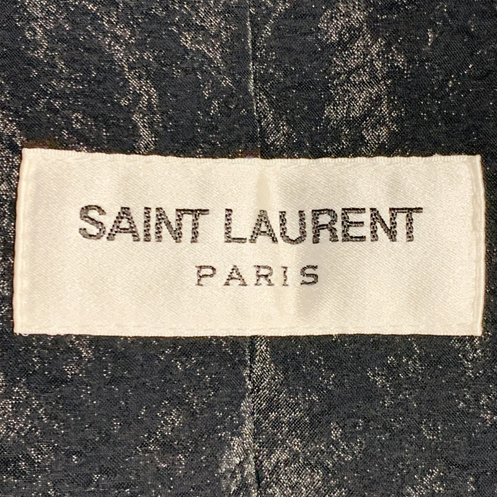 SAINT LAURENT Size 40 Black White Viscose Blend Zip Up Track Jacket