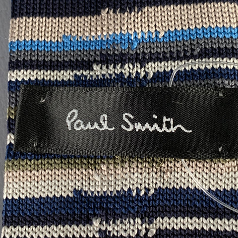 PAUL SMITH Multi Color Stripe Silk Knit Tie