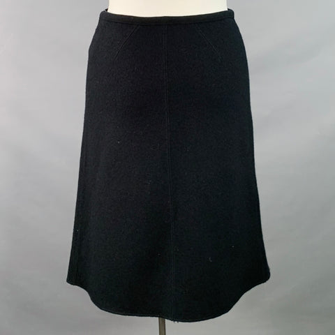 ALAIA Size L Black Wool A-Line Below Knee Skirt