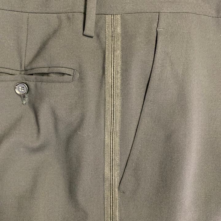 DOLCE & GABBANA Size 32 Black Wool Blend Tuxedo Dress Pants