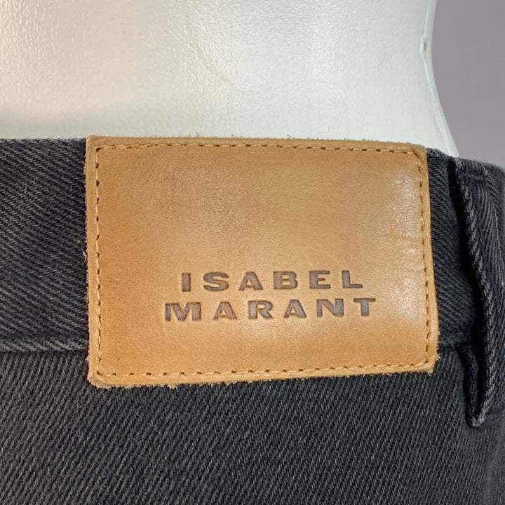 ISABEL MARANT Size 6 Black Cotton Twill Zippers Tapered Zip Fly Jeans