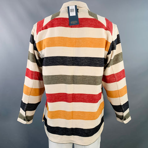PENDLETON Size L Cream Multi Color Stripe Cotton Oversized Long Sleeve Shirt