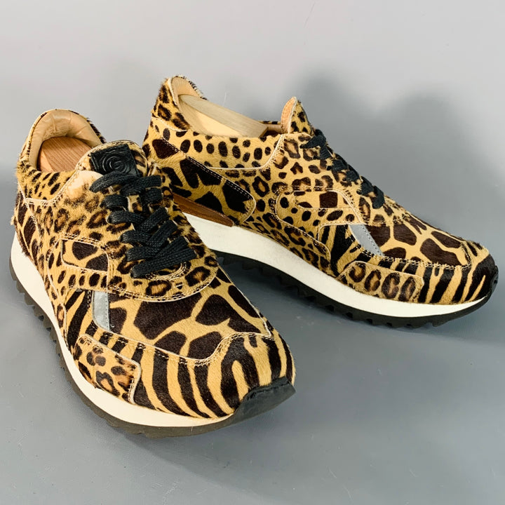 GREATS Size 10 Tan Brown Animal Print Pony Hair Low Top Sneakers