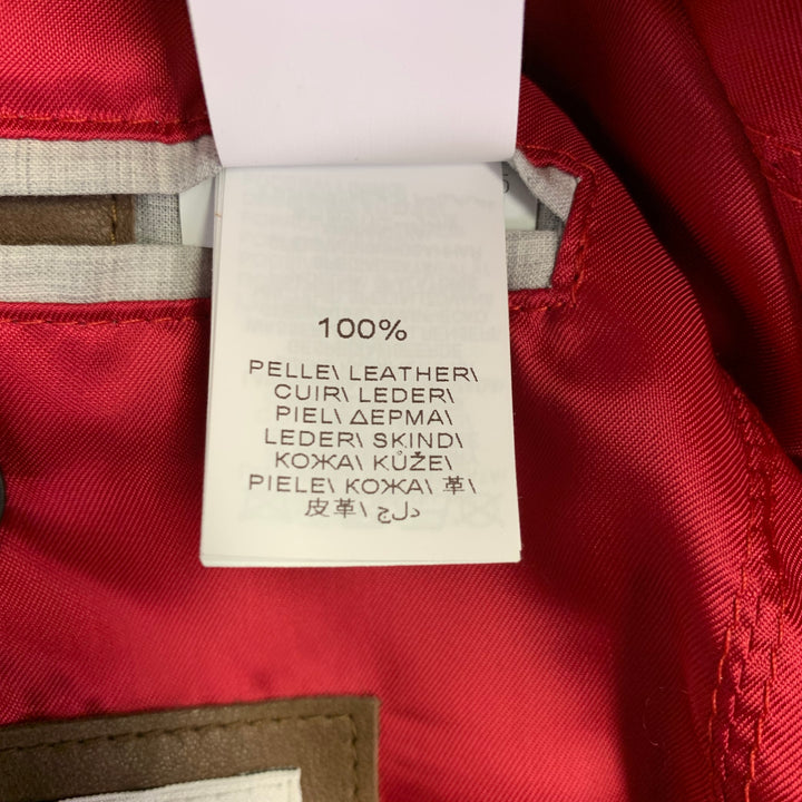 BRUNELLO CUCINELLI Size M Brown Leather Zip Up Jacket