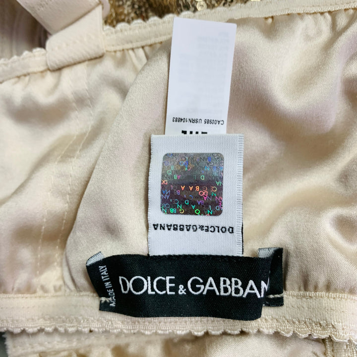 DOLCE & GABBANA Size 36 B Gold Polyester Blend Sequined Bralette Dress Top