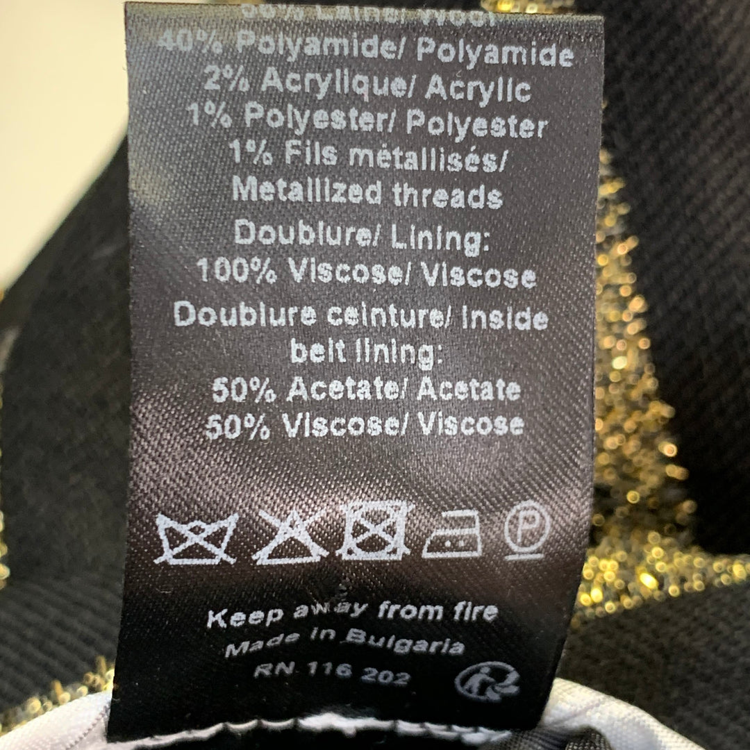 ZADIG & VOLTAIRE Size L Prune Stripes Black Gold Wool Blend Stripe Tapered Dress Pants