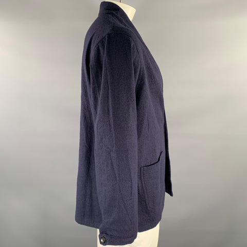THE LOST EXPLORER Chest Size L Navy Distressed Wool  Cotton Shawl Jacket