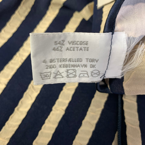 NYNNE Size XS Navy Cream Viscose Acetate Stripe Maxi Long Skirt