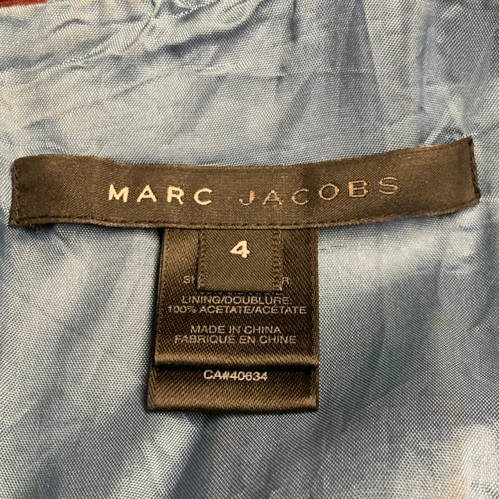 MARC JACOBS Size 4 Blue Burgundy Silk Abstract Floral Bubble Hem Dress