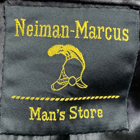 NEIMAN MARCUS Vintage Size L Black Taupe Wool Fur Peak Lapel Double Breasted Coat